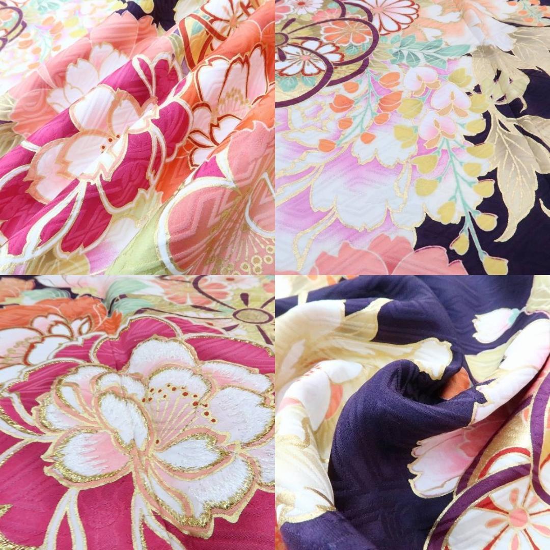 特価！ 美品 ３点セット 刺繍 着物 成人式 正絹 振袖・帯揚げ帯締め 1876