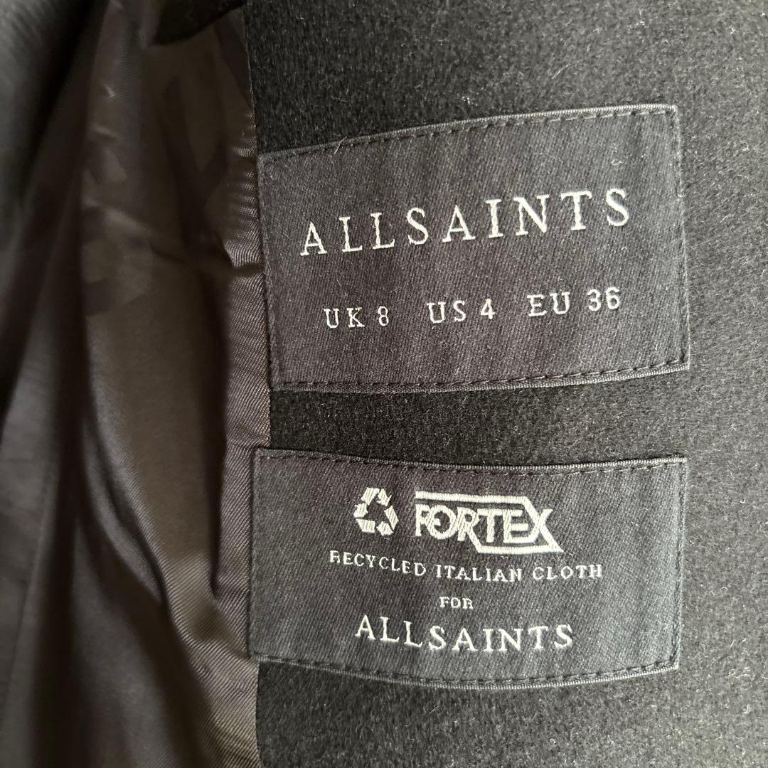 ALLSAINTS SIDNEY ウールカシミヤレザーコート UK8