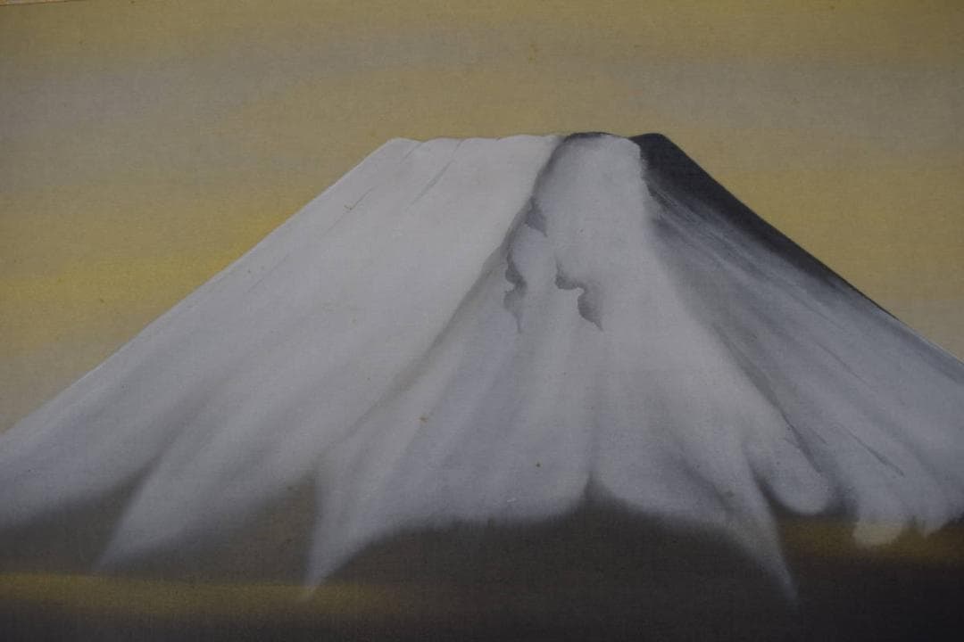 【真作】岡本珠洸/富獄図/富士山図/横物/掛軸☆宝船☆Y-701　JM