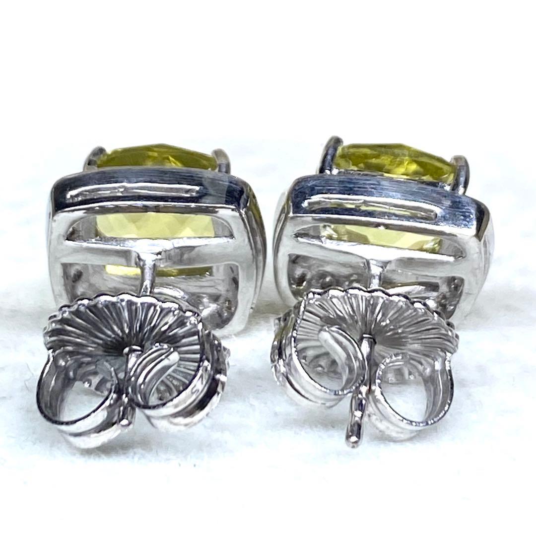 ⑬美品☆SILVER925☆レモンクォーツのクラシカルなピアス☆WGカラー