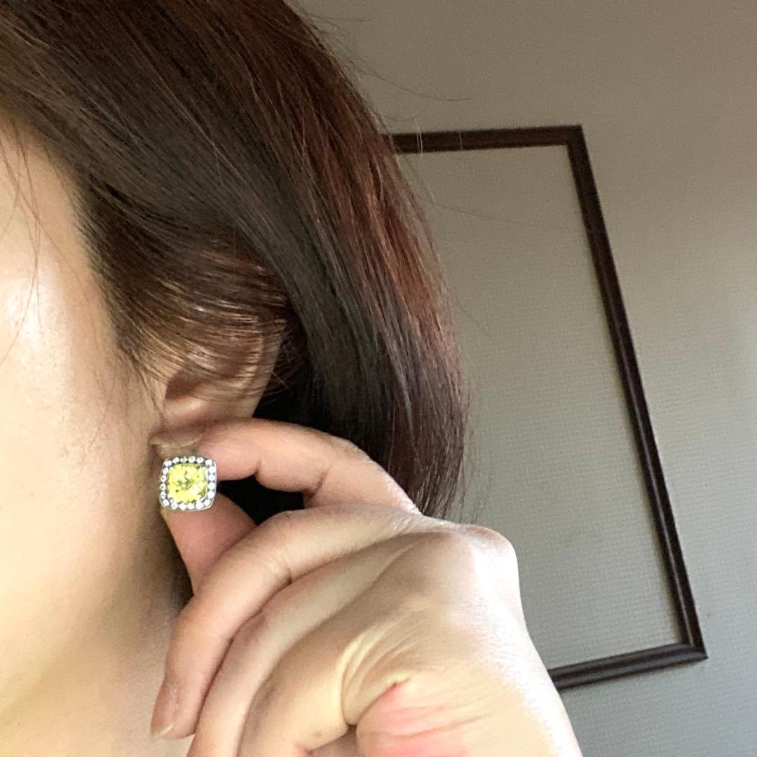 ⑬美品☆SILVER925☆レモンクォーツのクラシカルなピアス☆WGカラー