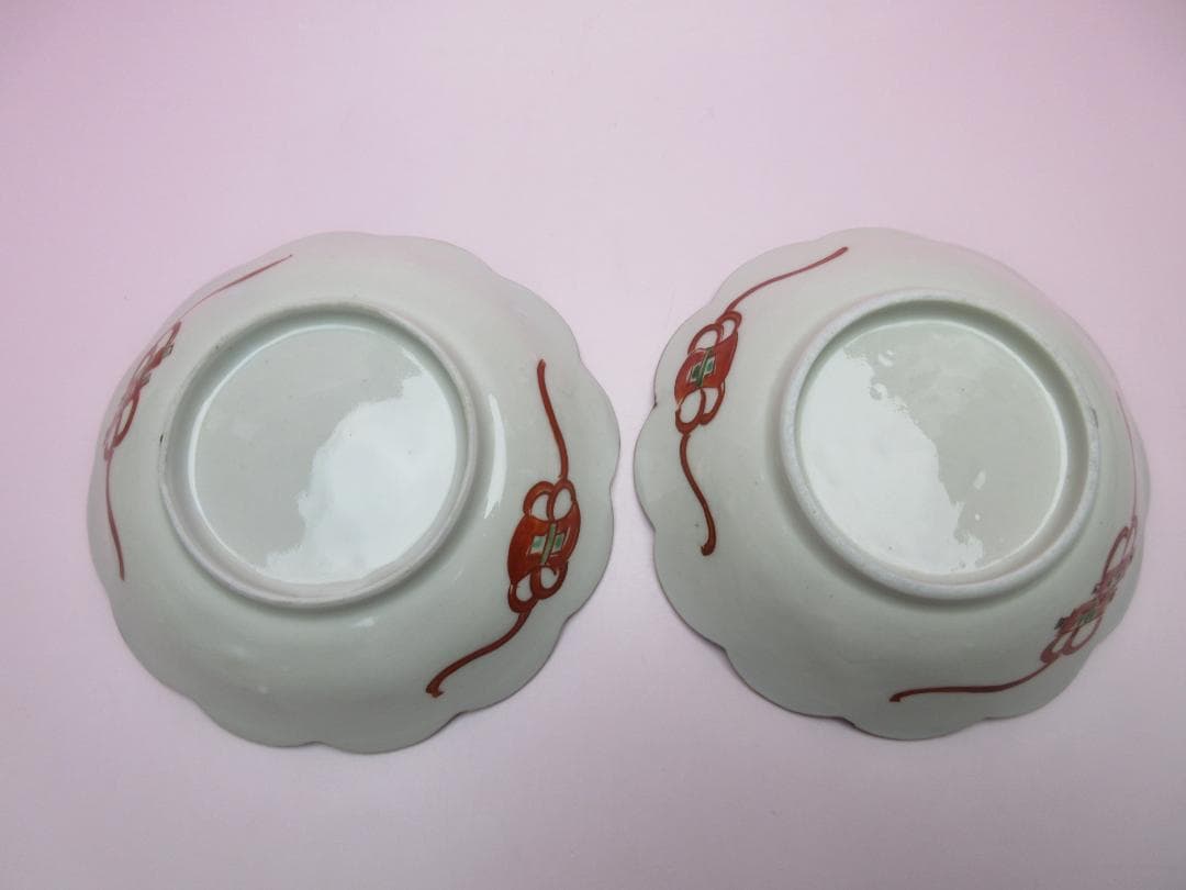 松竹梅 花鳥紋 祥瑞手風 小皿12枚 レトロ アンティーク MOR70627