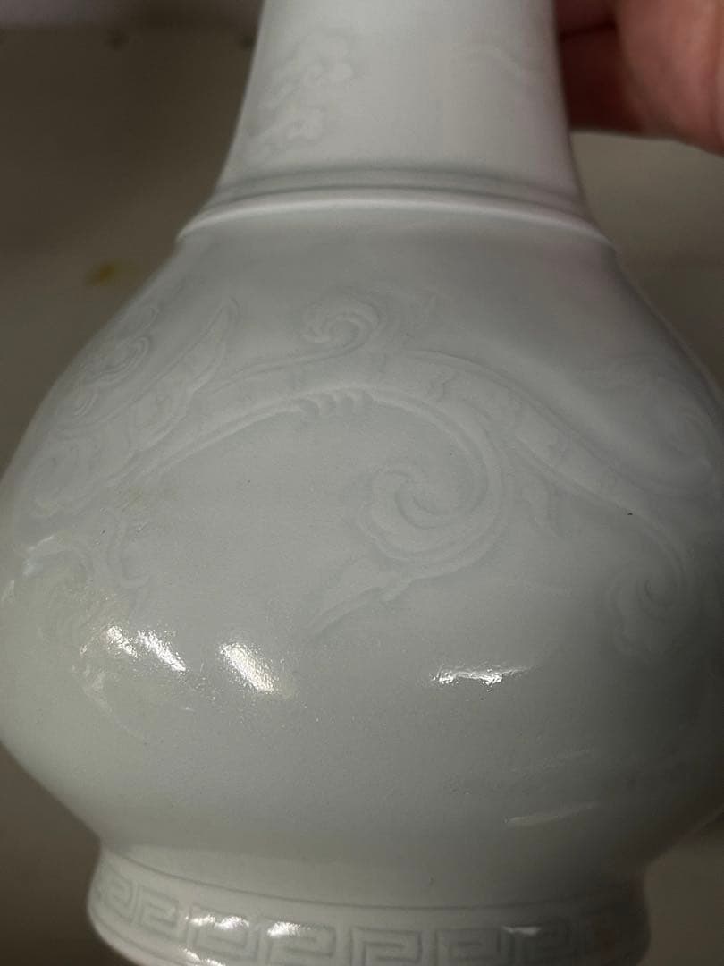 即決OK■中国明時代白磁龍紋花瓶