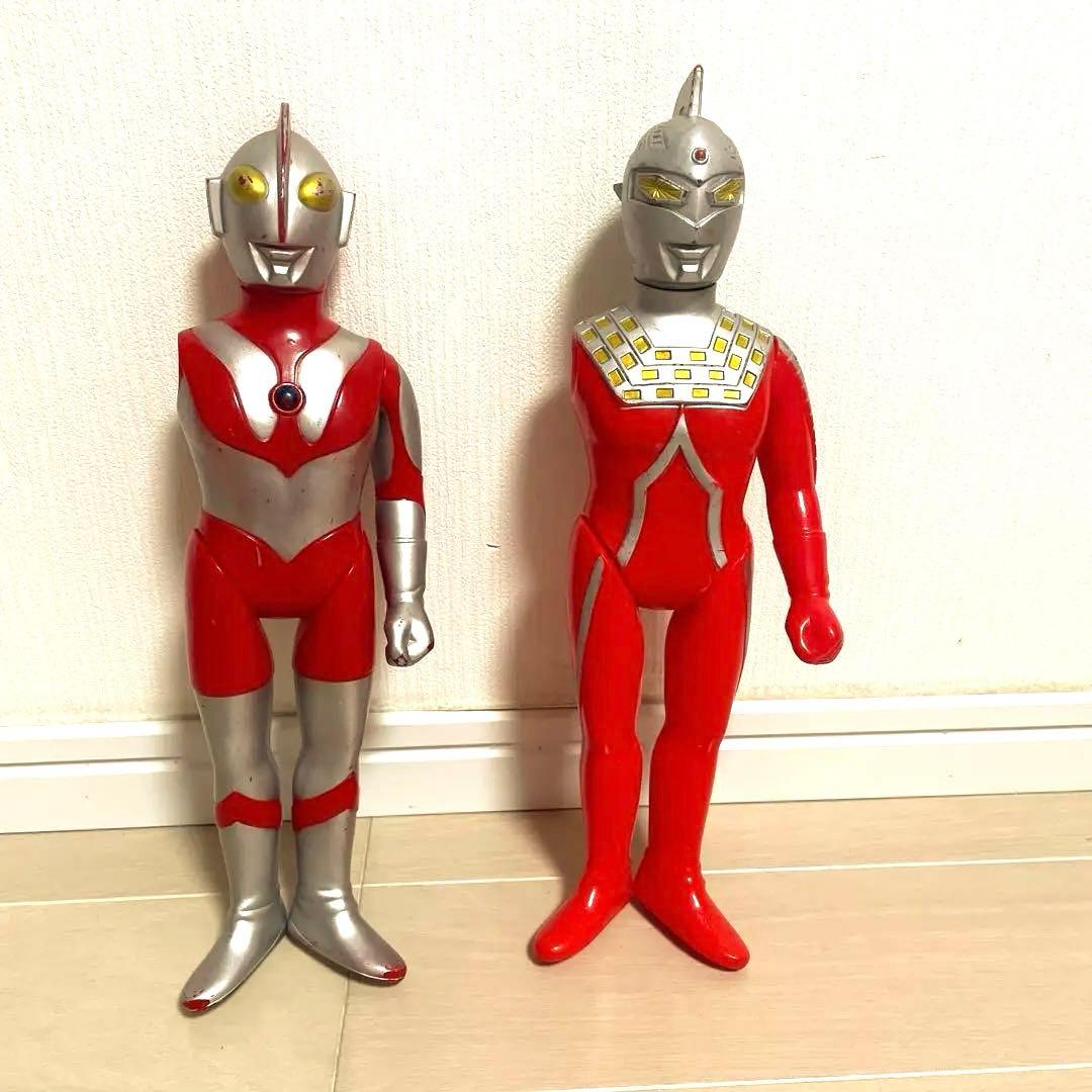 【昭和レトロ】ウルトラマン&セブン 30cmソフビ フィギュアセット 右腕欠品