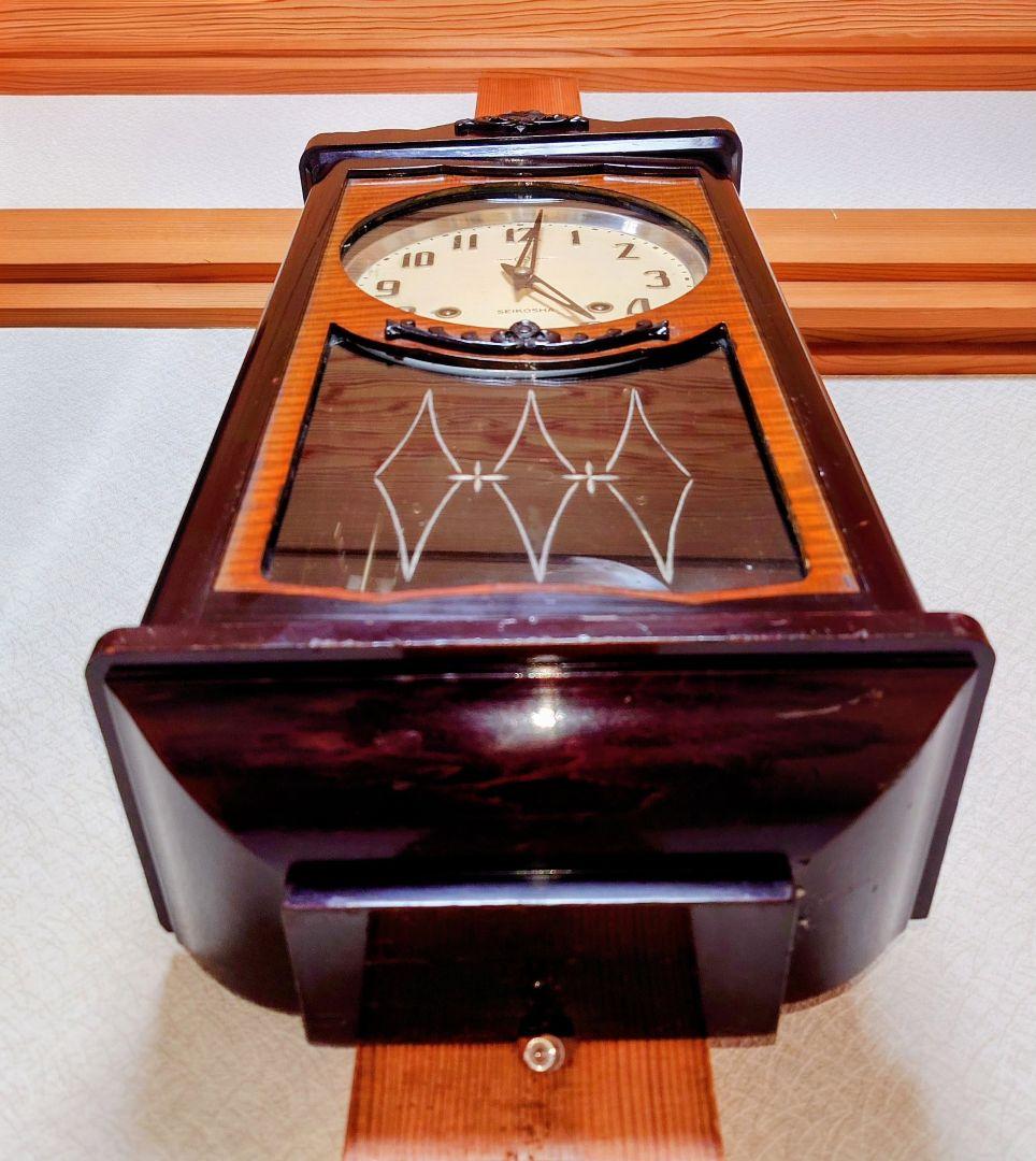 〈完動・美品〉精工舎　宮型ゼンマイ振り子時計　ボンボン時計　古時計掛け時計