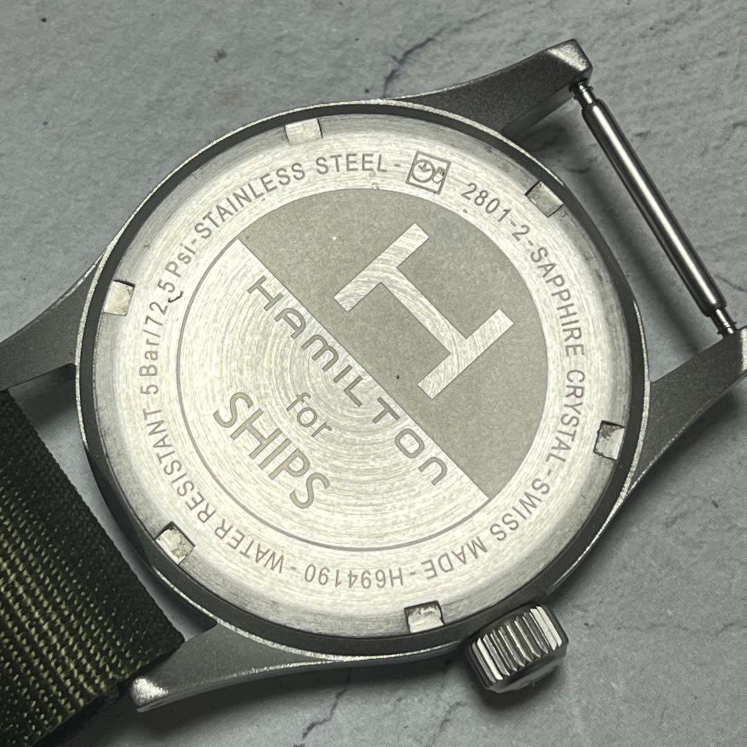 HAMILTON 手巻き時計 ミリタリー 青 Ships