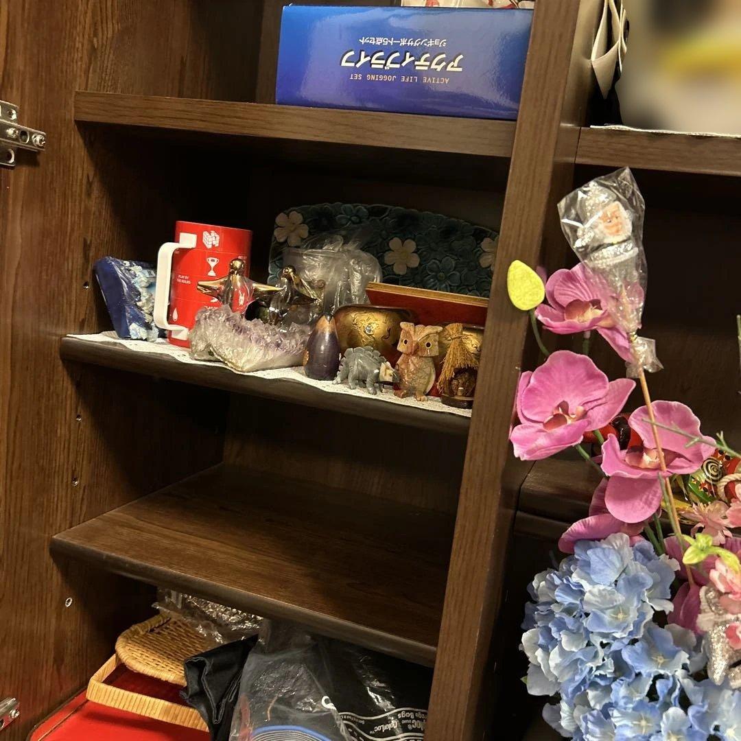 たのメル便発送　ダークブラウン クリア扉付 ディスプレイキャビネット　飾り棚