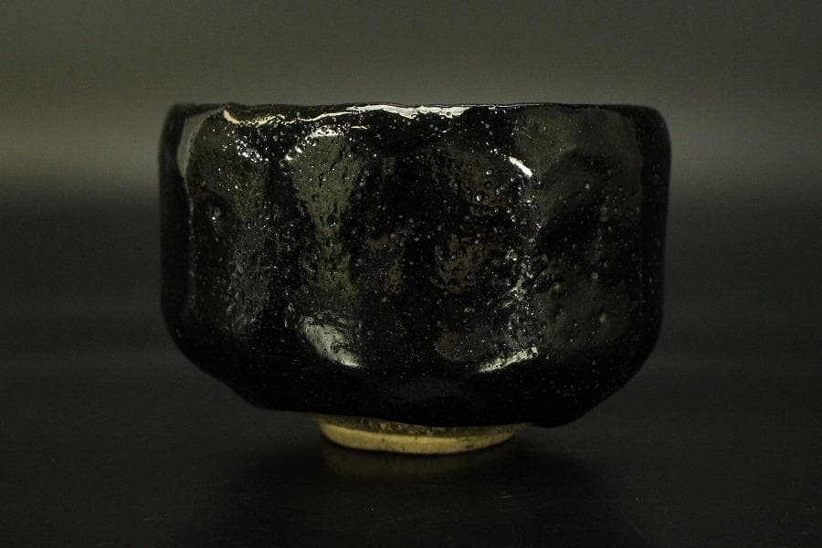 茶道具 衣笠焼 黒楽茶碗(A253)
