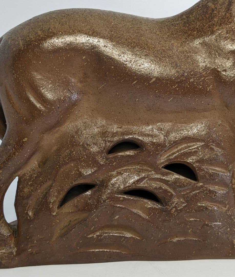 岡山県重要無形文化財 浦上善次 備前焼 午置物 干支 馬 工芸品 細工物 在銘