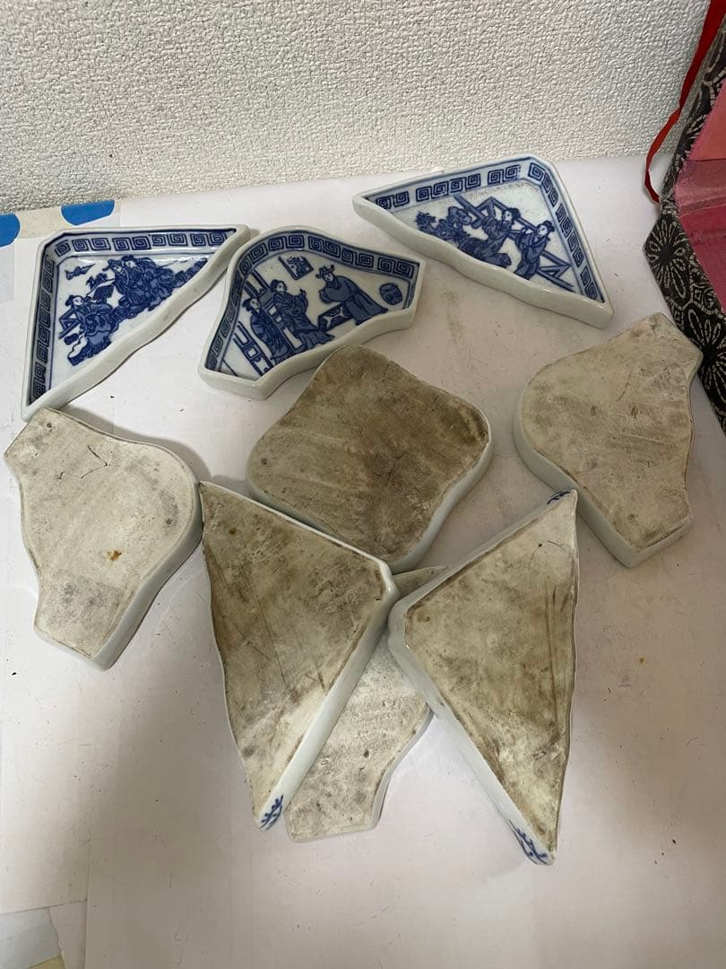 中国古美術　染付　青花小皿　アンティーク　 9点セット　元箱付