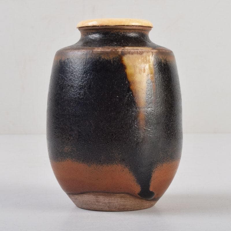 茶道具　瀬戸焼　古瀬戸　肩衝茶入　仕覆付　裏千家十四代淡々斎極め箱　M　8765