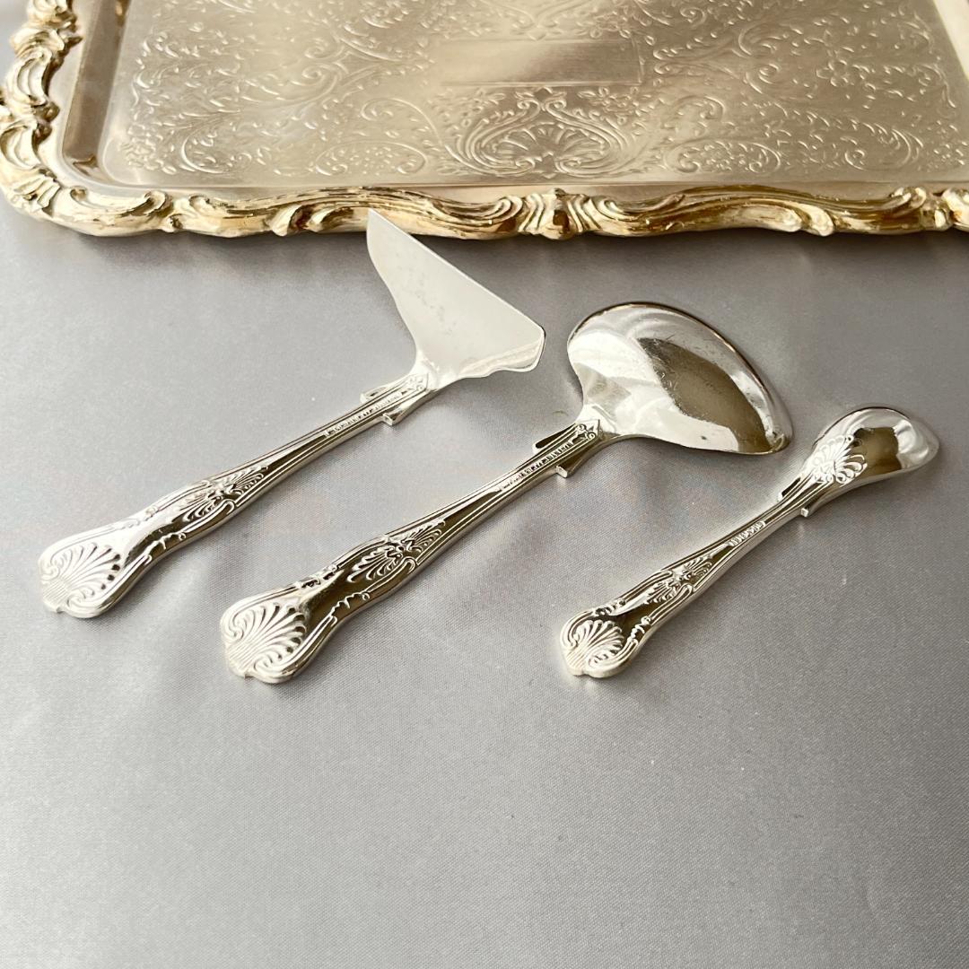 【英国】 キングスパターン ミニサーバー 3本【シルバープレート】