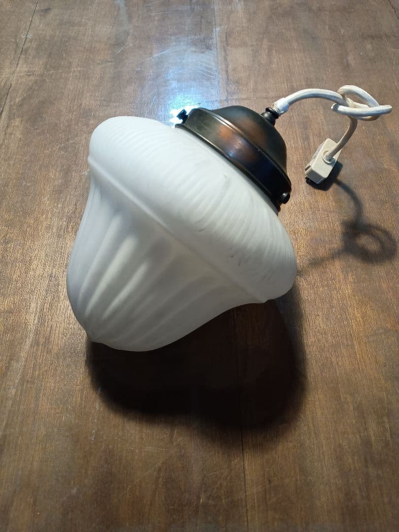 大正ロマン 古いガラスの電笠 レトロインテリア当時物