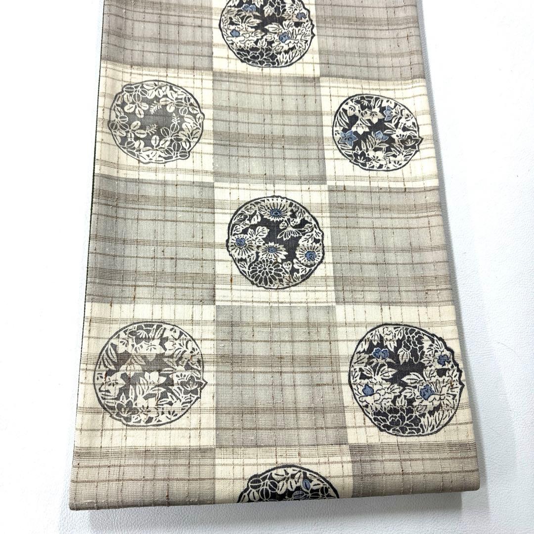 専用帯4719 ●高級 正絹 紬 型染 全通 袋帯