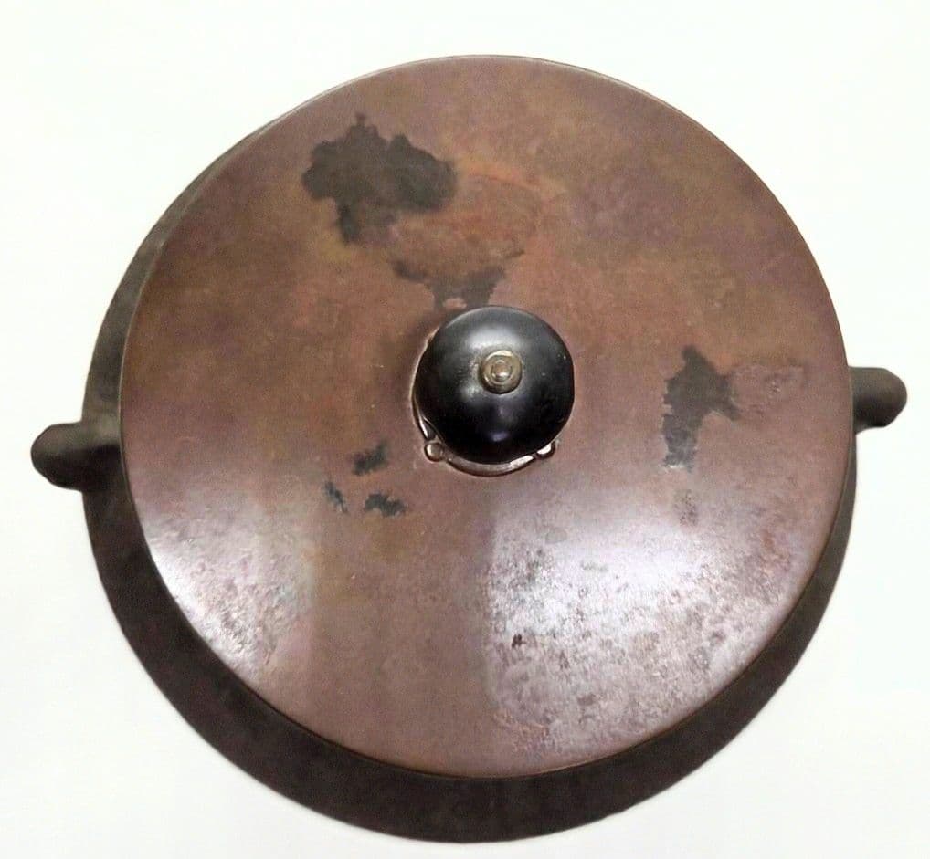 【茶道具】茶釜　鶴首釜唐銅蓋　釜師　十一代堀政弘