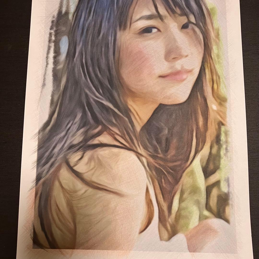 女優画20 額装品　額縁寸法32.7㎝×24.0㎝×1.5㎝　定款付　京藤夏樹