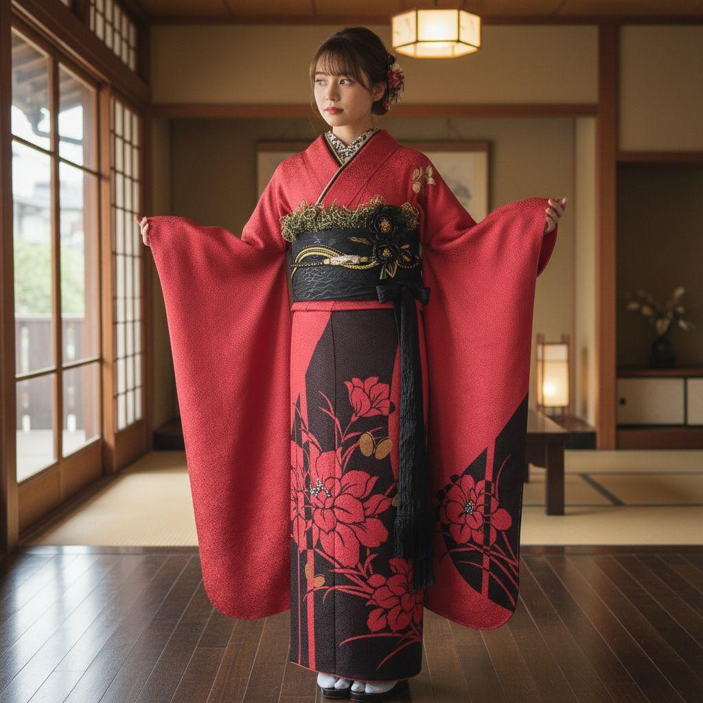 新品未使用！振袖フルセット・成人式・総絞り・大輪花模様・金彩加工・モダン