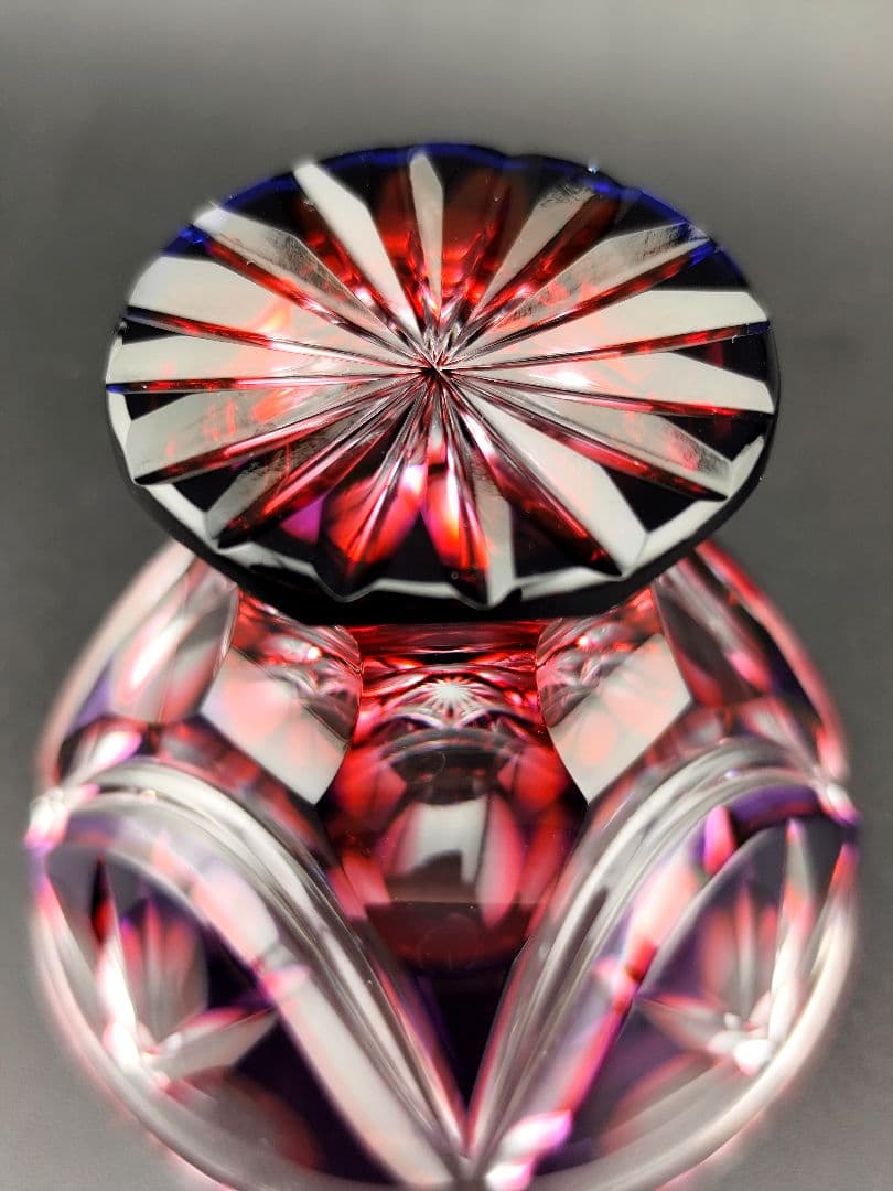 定価45100円☆未使用☆薩摩切子 二色被せ 脚付盃（切子、江戸切子、薩摩切子）