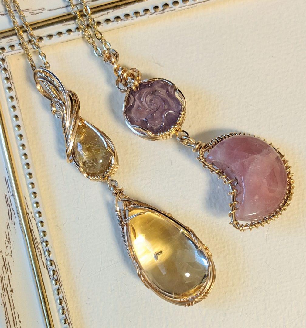 【専用】K14gfゴールデンルチル&ロマネサイトinシトリンペンダントT他1点