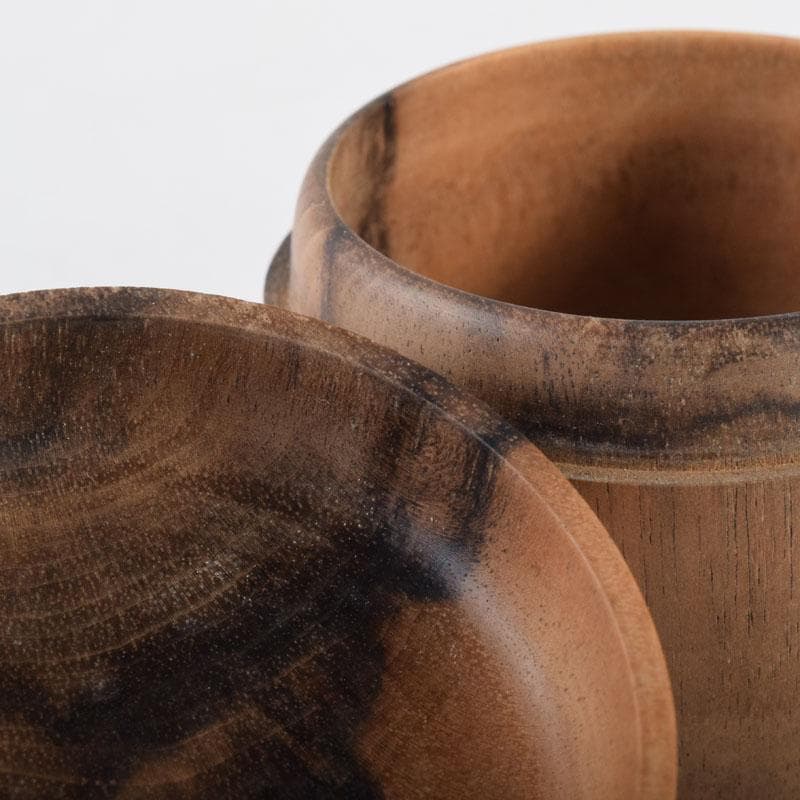 茶道具　天然木　黒柿製　きれいな木目の棗　時代箱　V　8356