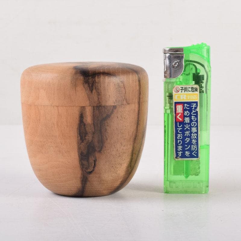 茶道具　天然木　黒柿製　きれいな木目の棗　時代箱　V　8356