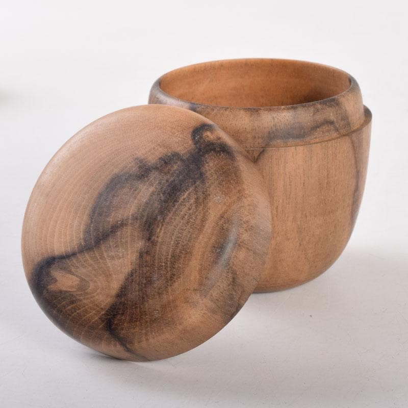 茶道具　天然木　黒柿製　きれいな木目の棗　時代箱　V　8356