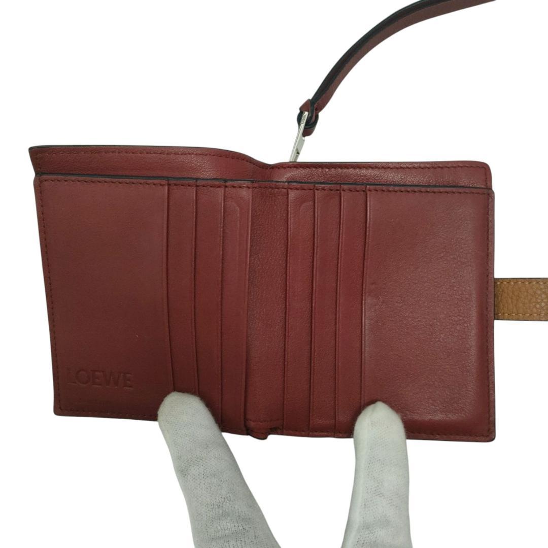 ロエベ　折り財布　コンパクトジップウォレット　ブラウン　アナグラム