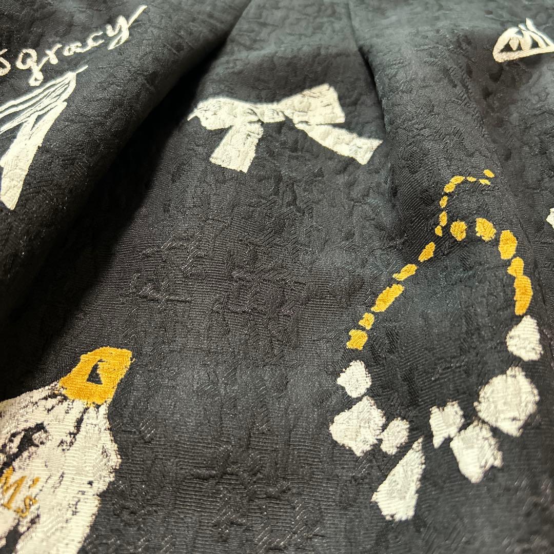 アラビン エムズグレイシー ジャガード織 黒 フレアスカート 40