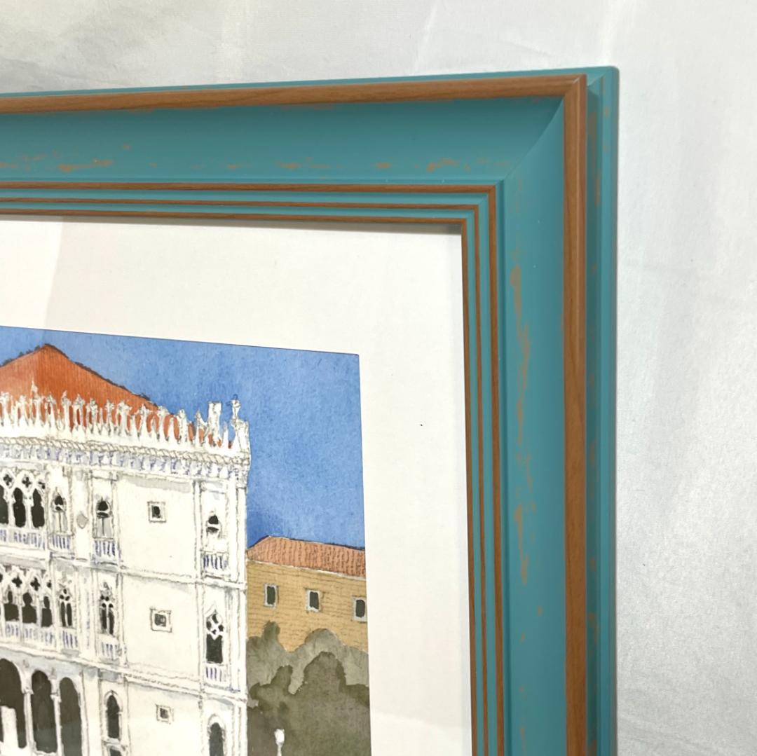 【新品】安野光雅「ベニスの船着場」ポスター 複製画　額付