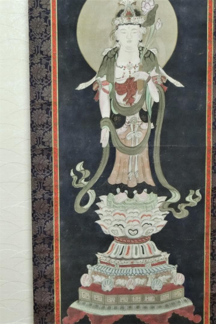 処分価30（金）22時まで【掛軸　仏画　観音様　色彩画・74・軸　骨董古美術】◆