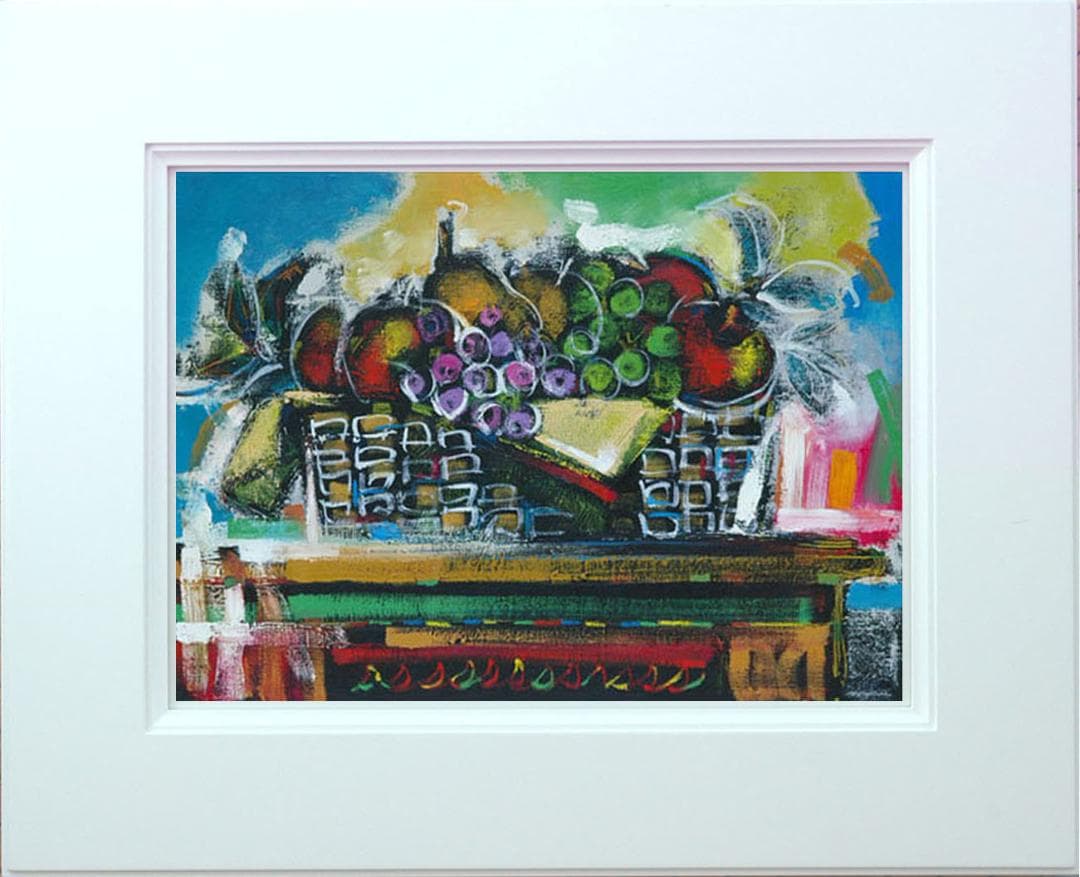 油絵 菅家令子 絵 絵画 インテリア 額付(白) uF6-120109 静物果物