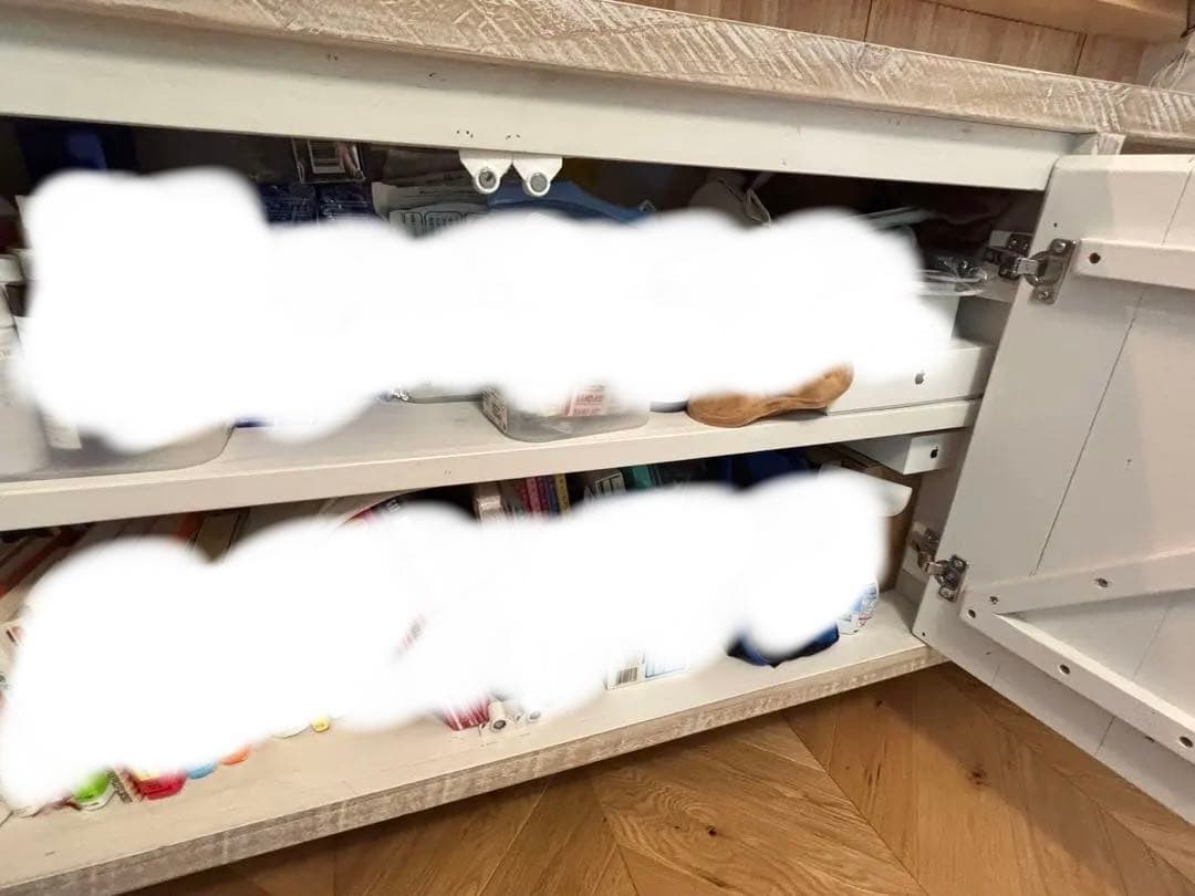 ジャーナルスタンダードファニチャー　ホワイト木製キャビネット オープンシェルフ付