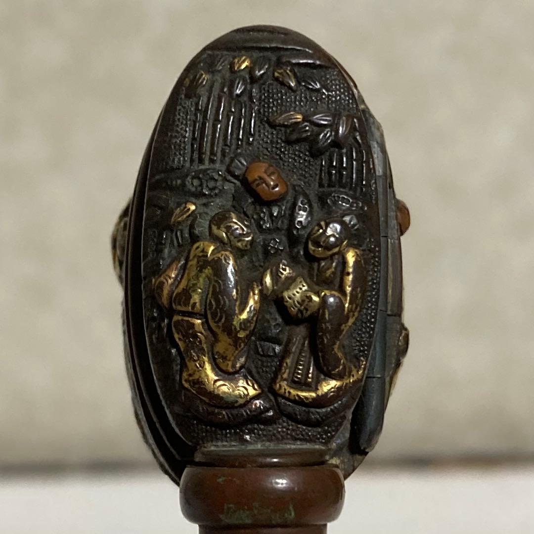 レトロ 時代物 珍品 細密金工象嵌 矢立 古民具 昔の文房具 骨董品 古道具