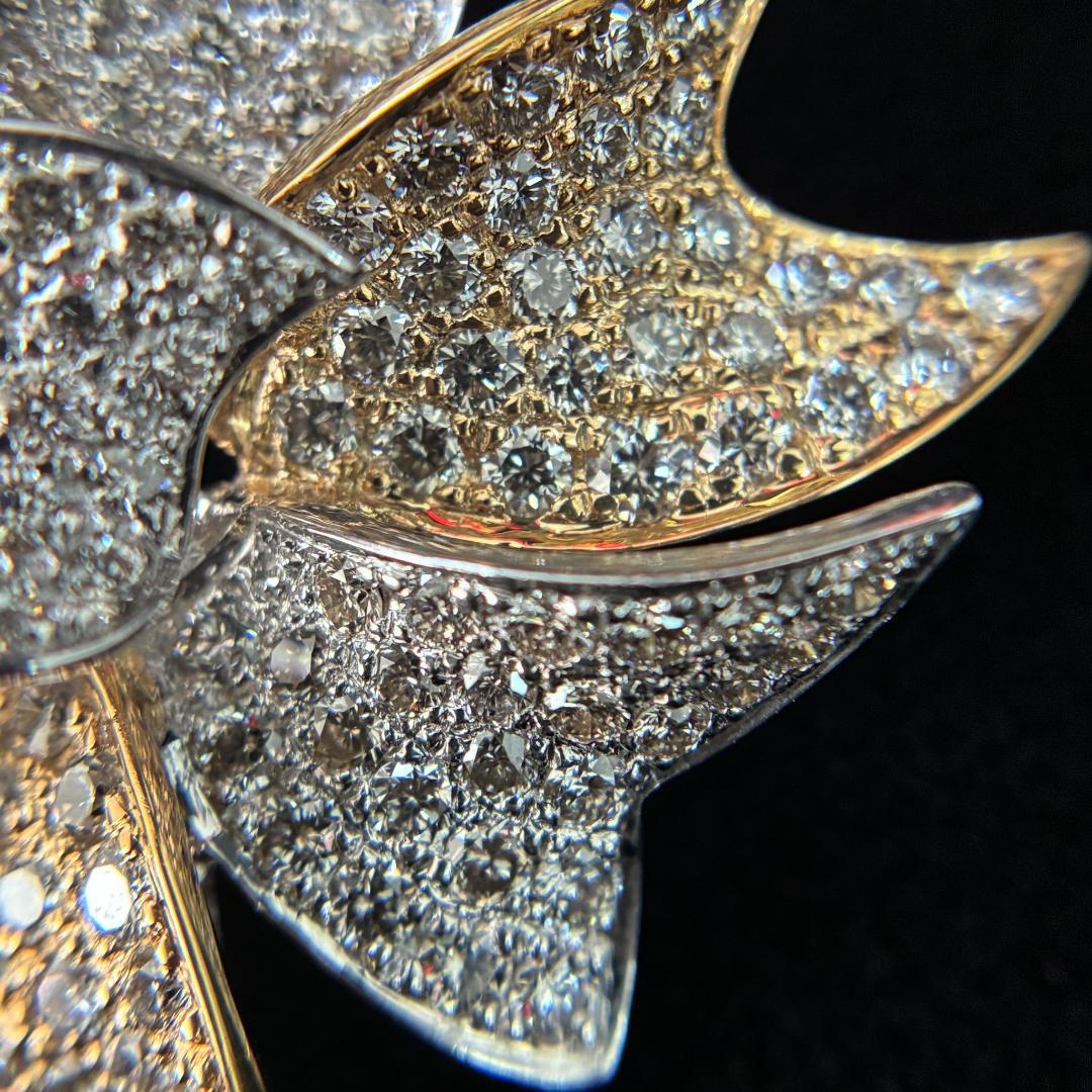 Mioya ！K18 豪華 ダイヤモンド 花びらモチーフ ブローチ