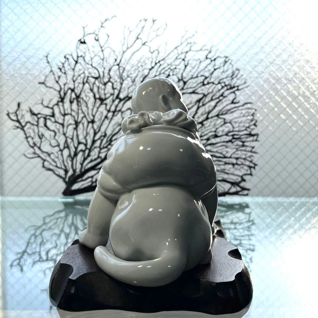 骨董　超希少　深川製磁 童子と犬 犬 子供と犬の戯れ 置物 宮内庁御用達