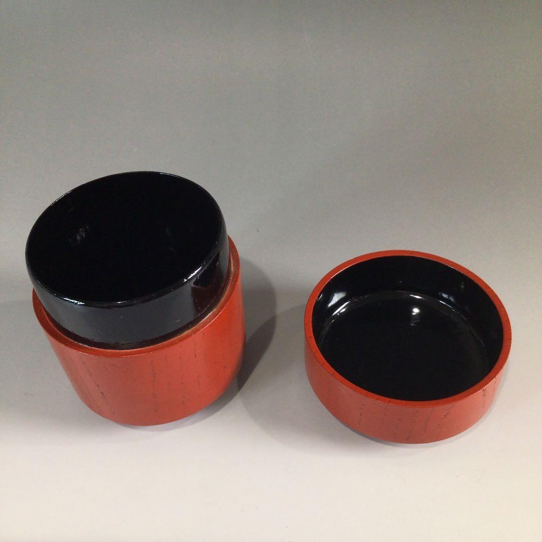 Ｐ５９９　薄茶器　『木製』『石村英一作』『朱塗』『棗』　共箱　茶道具