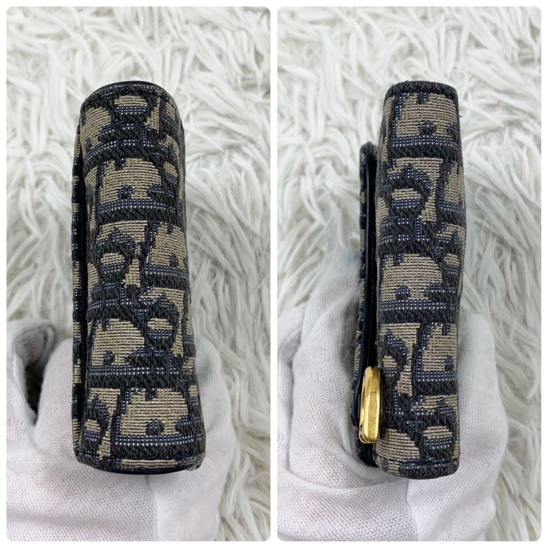 【✨極美品✨】ディオール 三つ折り財布 オブリーク サドル Dロゴ ネイビー