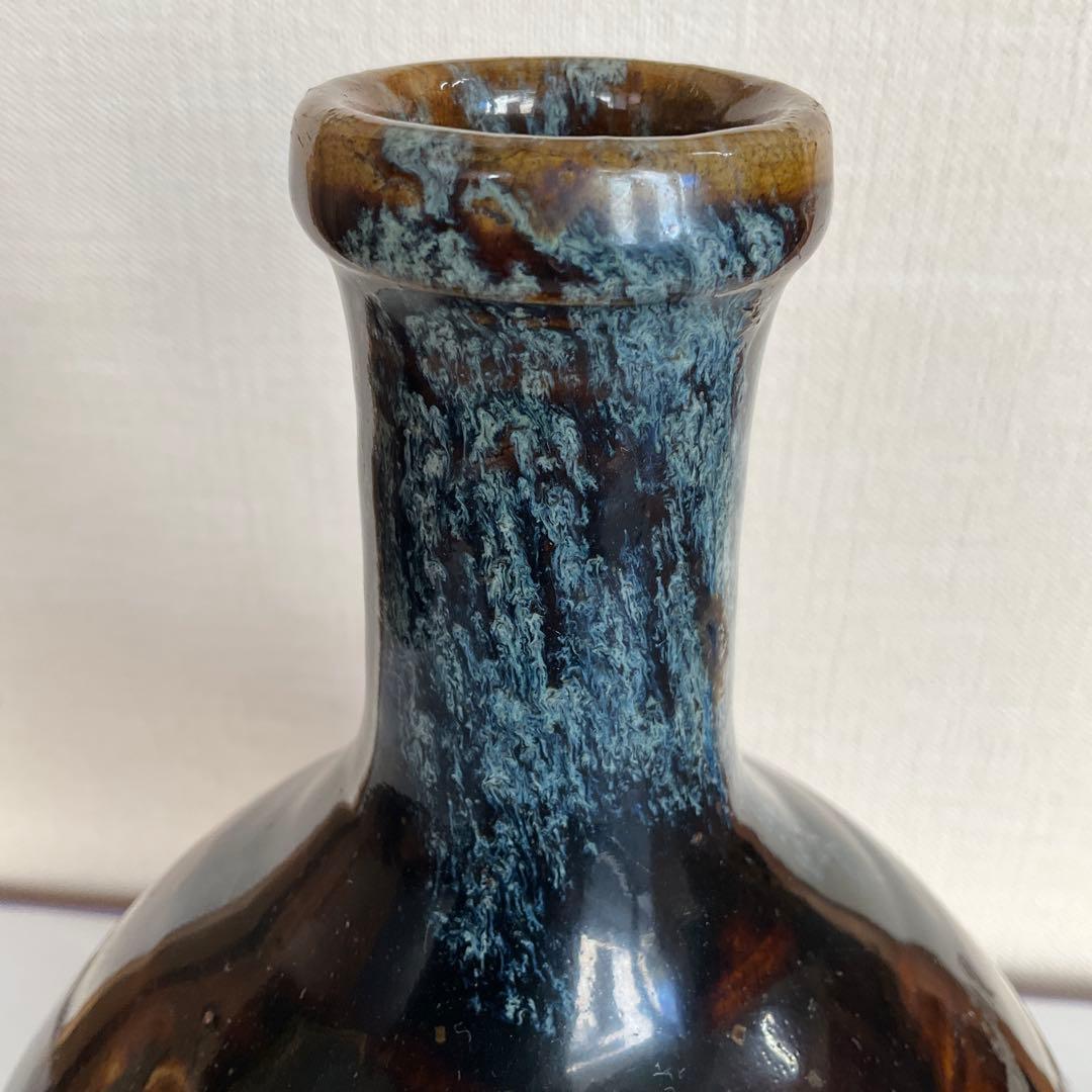 松代焼　褐釉白彩徳利　江戸時代後期〜明治時代頃