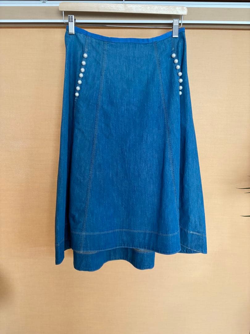 エムズグレイシー デニムフレアスカート パールボタン付き サイズ38