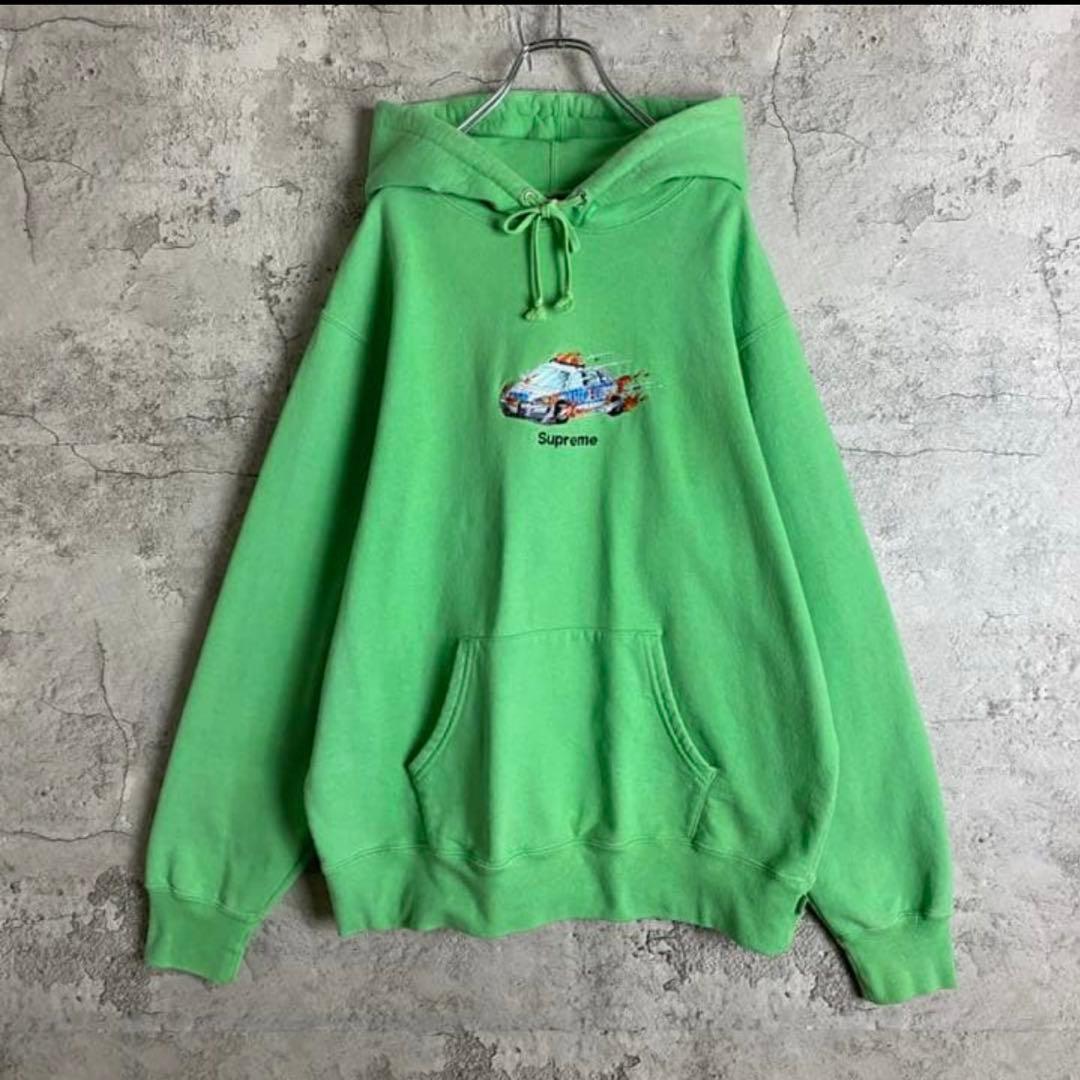 シュプリーム☆ファイヤー刺繍ロゴパーカー 人気デザイン 肉厚 L