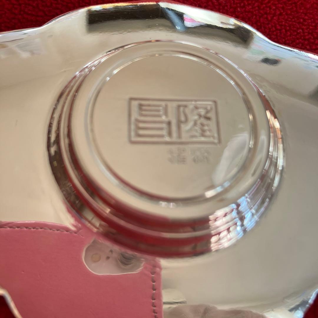 純銀　茶托　木瓜型　七宝透　5客セット　250g 隆昌　刻印　未使用　共箱