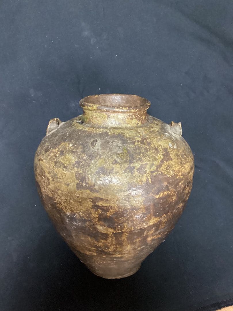 骨董古美術　古信楽四つ耳茶壺　江戸期古作　高さ約28cm