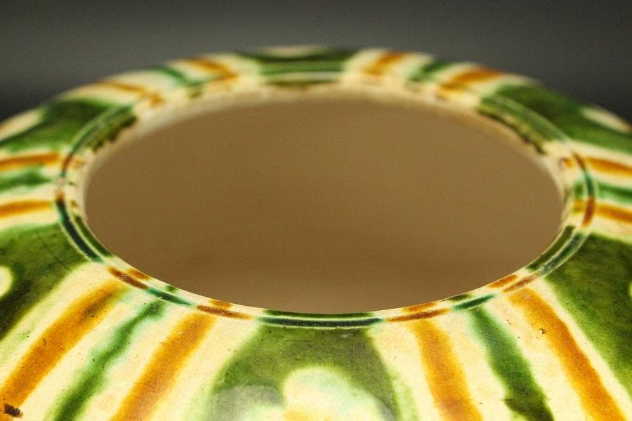 中国美術 唐三彩 蓋 丸壷(A368)