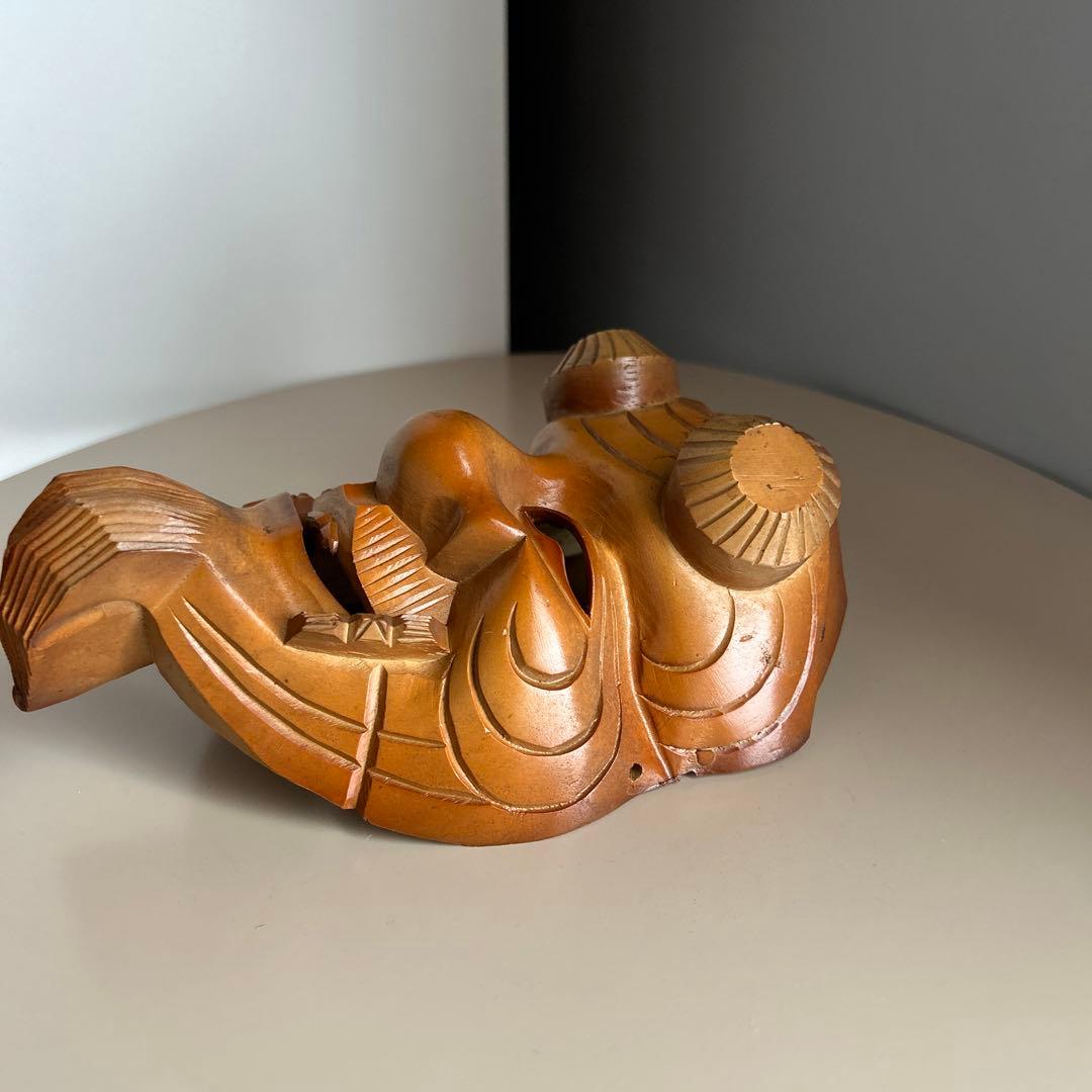 翁面 お面 木彫り 希少 骨董 レトロ ビンテージ アンティーク 昭和 レア