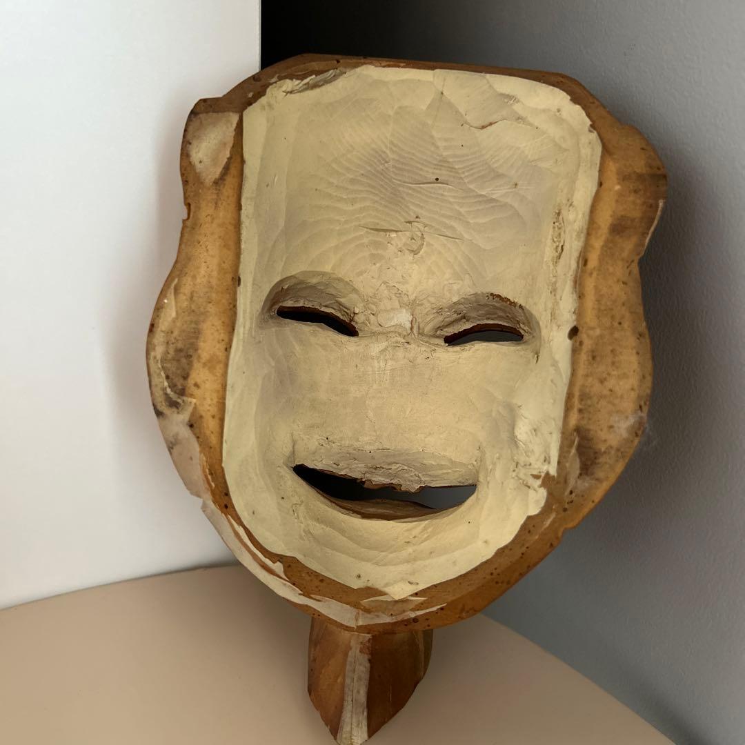 翁面 お面 木彫り 希少 骨董 レトロ ビンテージ アンティーク 昭和 レア