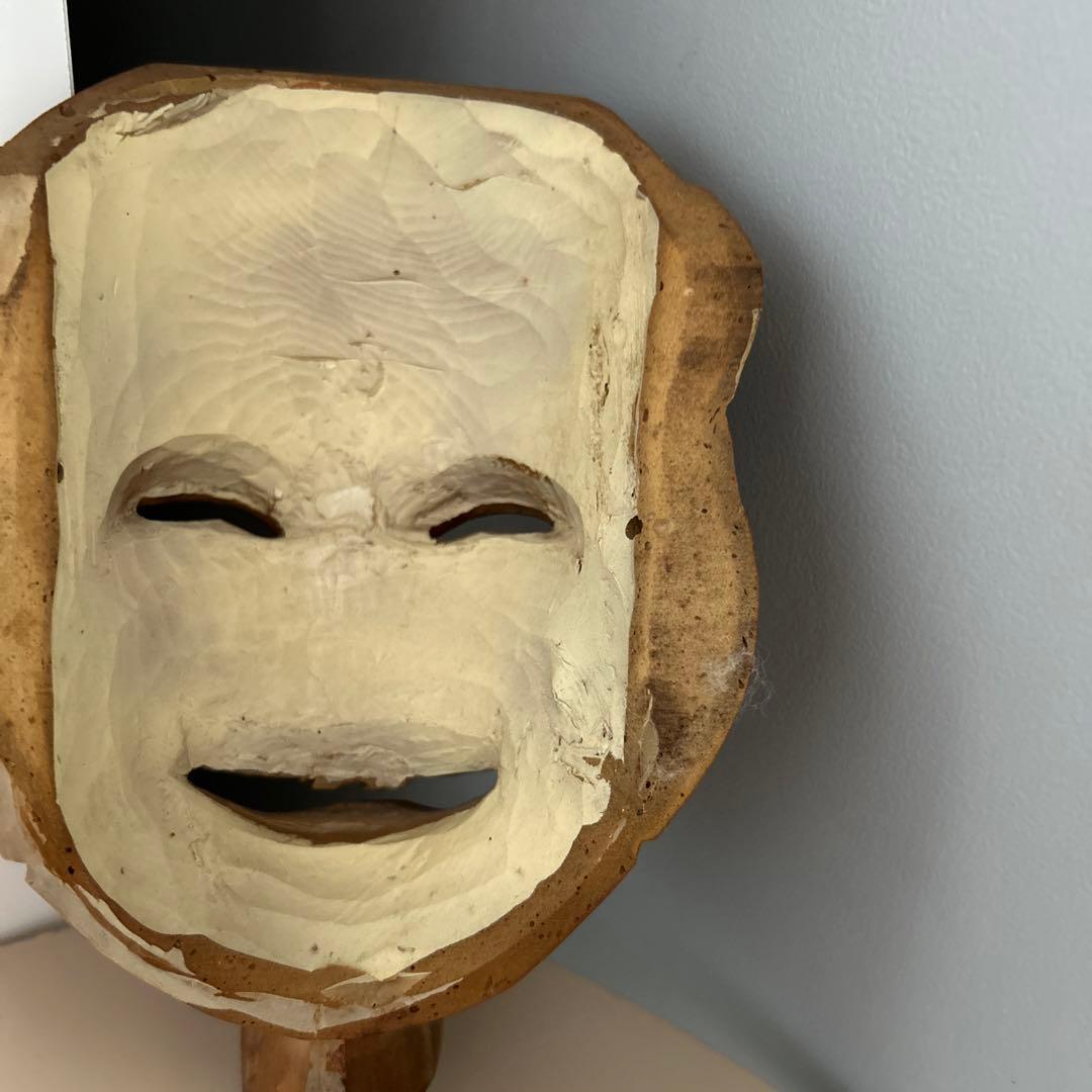 翁面 お面 木彫り 希少 骨董 レトロ ビンテージ アンティーク 昭和 レア