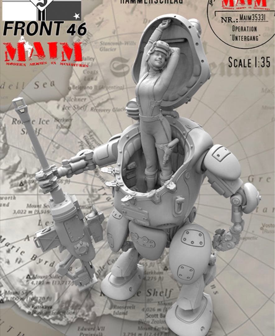 女性パイロットと戦闘ロボット　セット　マシーネンクリーガー風　1/35完成品