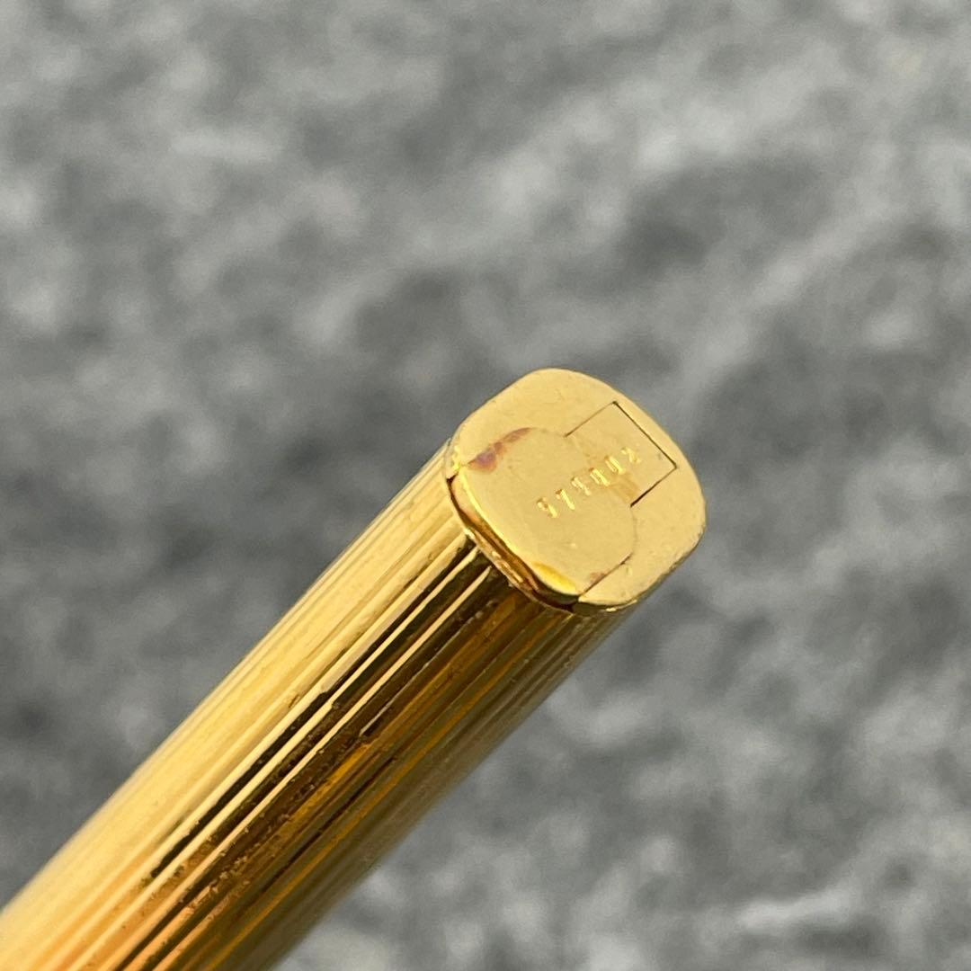PE321□カルティエ トリニティ キャップ式ボールペン ストライプ ゴールド