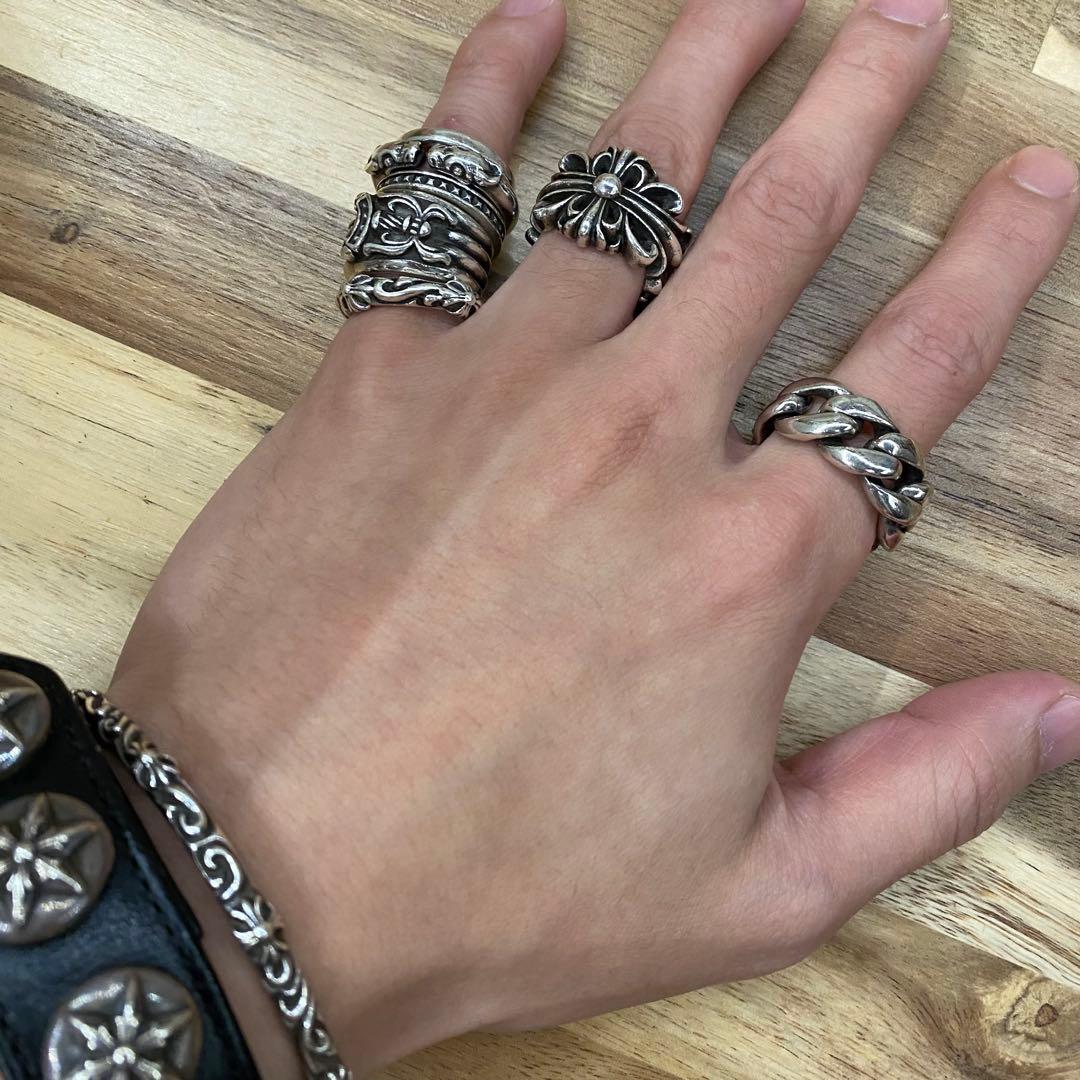 【箱付き】 A&G シルバー チェーン クロス リング 19.5号