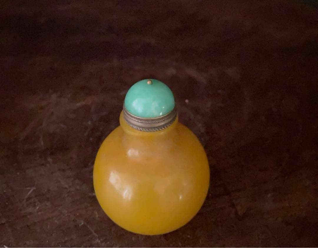 鼻煙壺 中國美術 琉璃 雞油黃 時代（清末〜民国）